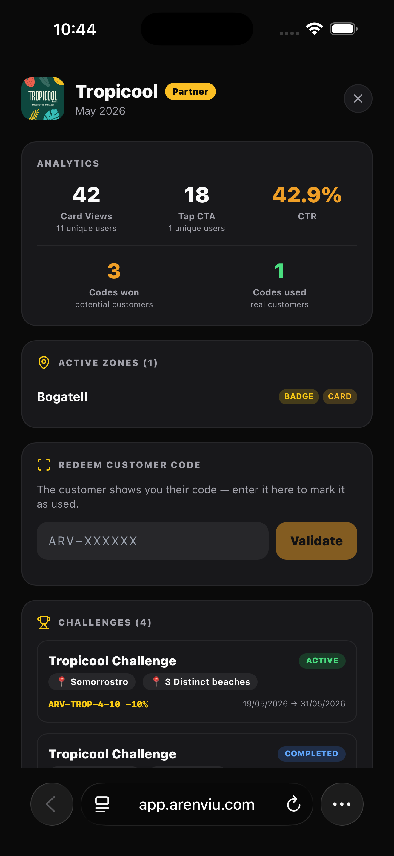 Partner analytics dashboard