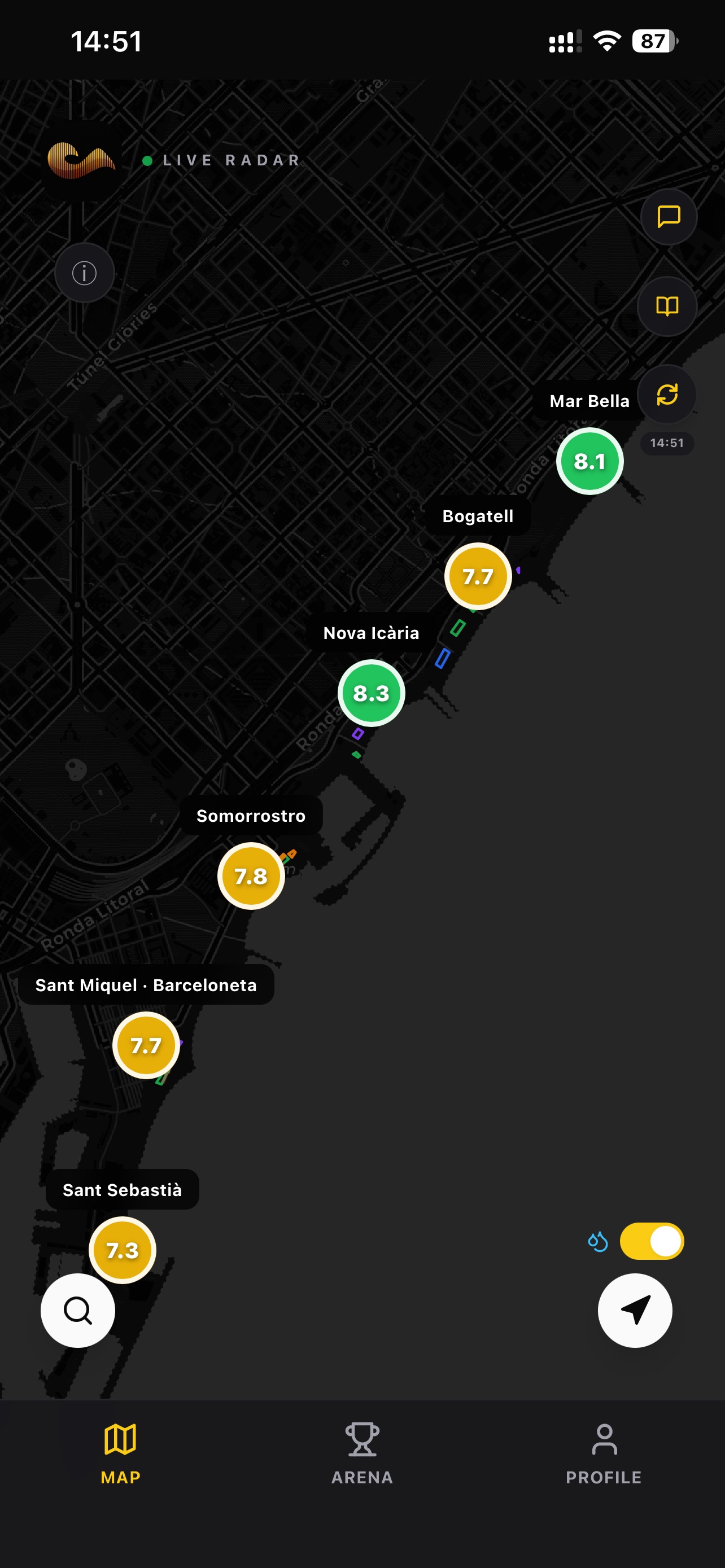 Arenviu live radar screenshot
