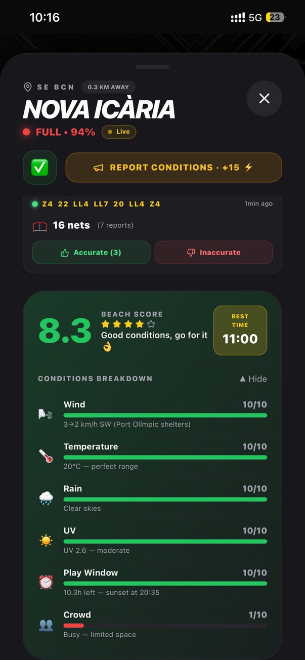 Arenviu beach score screenshot